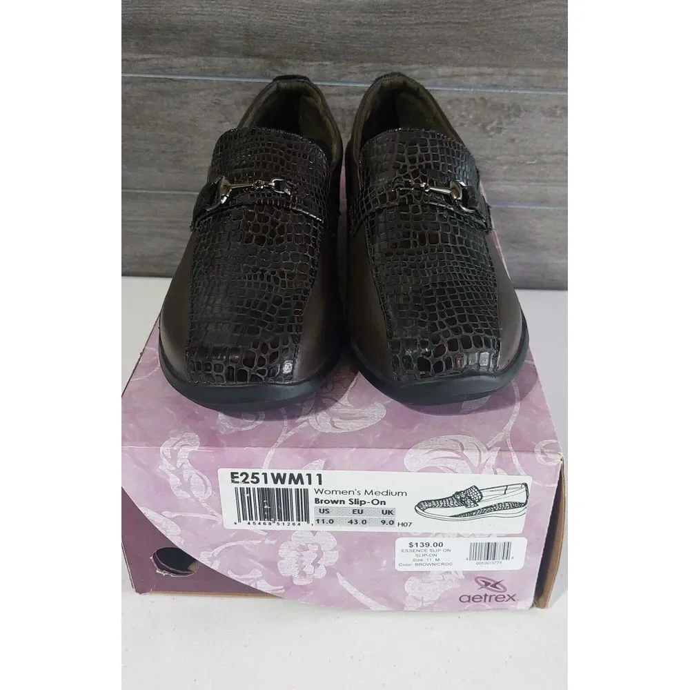 Detrex‎ Womens Comfort Leather Brown Slip On Shoes E251WM11 Size 11M NEW #362